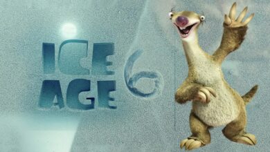 Ice Age 6 filmi posteri, orijinal karakterler Manny, Sid, Diego ve Ellie ile birlikte.